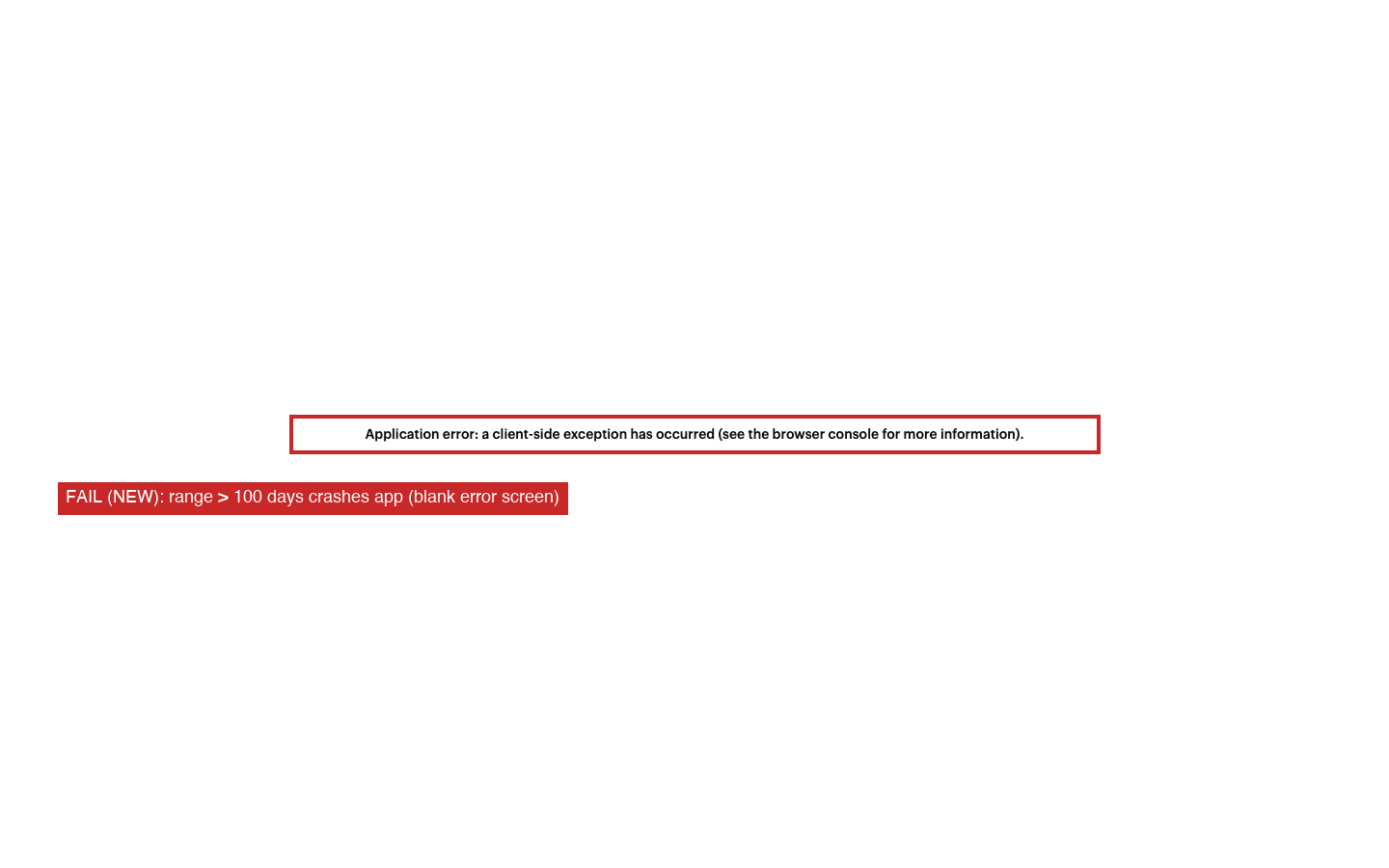 Blank application error screen after typing an oversized range